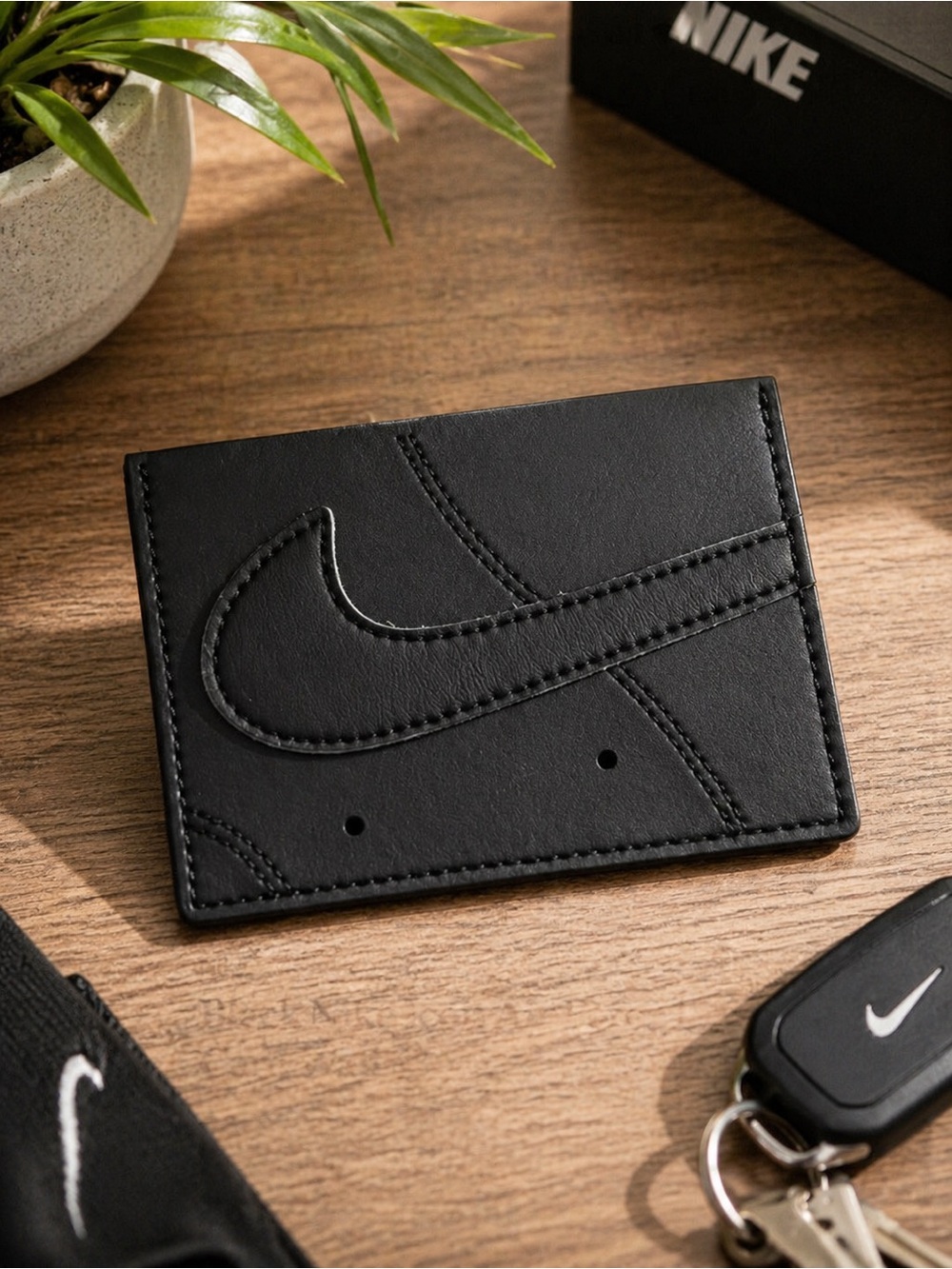Black Nike Icon Air Force 1 Card Wallet